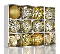 Hollyone 10CM 16CM Large Christmas Baubles, 12PCS Champagne Gold Baubles for Xmas Tree Decorations, Giant Christmas Balls Xmas Hanging Ornaments for Wedding Party Table Tree Decor