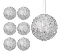 Hollyone 10CM Glittery Large Baubles, 6PCS Champagne Gold Christmas Tree Decorations, Hanging Ornaments with Sequins, Giant Xmas Balls for Party, Wedding, Centerpiece, Tree Decor