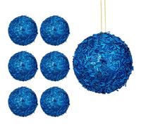 Hollyone 10CM Glittery Large Baubles, 6PCS Champagne Gold Christmas Tree Decorations, Hanging Ornaments with Sequins, Giant Xmas Balls for Party, Wedding, Centerpiece, Tree Decor
