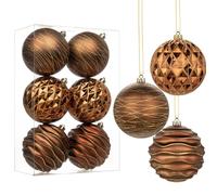 Hollyone 10CM Large Christmas Baubles, 6PCS Bronze Baubles for Christmas Tree Decorations, Giant Xmas Balls Hanging Ornaments for Wedding Party Tree Decor