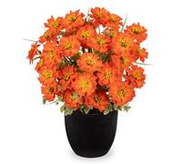 Hollyone 12'' Artificial Poppy Flowers in Black Pot, Orange Fake Poppies with Pot for Home Decor, Silk Faux Flowers Indoors for Living Room, Kitchen, Bathroom, Shelf, Table