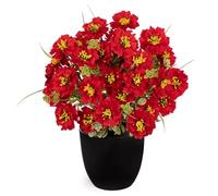 Hollyone 12'' Artificial Poppy Flowers in Black Pot, Red Fake Poppies with Pot for Home Decor, Silk Faux Flowers Indoors for Living Room, Kitchen, Bathroom, Shelf, Table