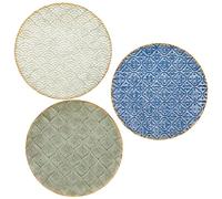 Hollyone 12" Blue White Wall Décor Pack of 3 Metal Starbursts Radial Plate Wall Art Modern Accent Hanging Wall Decorations For Home Office Bedroom Wall Sculptures