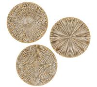 Hollyone 12" Gold Wall Décor Pack of 3 Metal Starbursts Radial Plate Wall Art Modern Accent Hanging Wall Decorations For Home Office Bedroom Or Living Room Wall Sculptures