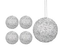 Hollyone 12CM Glittery Large Baubles, 4PCS Champagne Gold Christmas Tree Decorations, Hanging Ornaments with Sequins, Giant Xmas Balls for Party, Wedding, Centerpiece, Tree Decor
