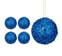 Hollyone 12CM Glittery Large Baubles, 4PCS Champagne Gold Christmas Tree Decorations, Hanging Ornaments with Sequins, Giant Xmas Balls for Party, Wedding, Centerpiece, Tree Decor