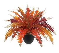 Hollyone 19.6'' Orange Artificial Boston Fern, Fake Potted Plant Autumn Decorations for Home Decor, Faux Fern Bushes in Pot for Table, Shelf, Living Room, Thanksgiving, Harvest, Fall Decorations