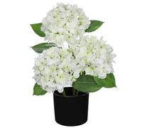 Hollyone 19" Hydrangea Artificial Flowers in Black Pot, 7.5" Large Fake Hydrangeas White Silk Flowers, Decorative Potted Flowers for Home Decor, Living Room, Tabletop, Desk, Kitchen Decorations