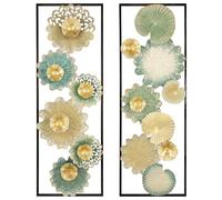 Hollyone 2 PCS 90CM X 31CM Gold Wall Art Décor Rectangular Panels Metalwork, Modern Wall Sculpture Hanging Décor for Home Office Café Bedroom Living Room Kitchen Wall Decorations