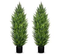 Hollyone 2PCS Artificial Cypress Trees, 4FT Fake Topiary Trees with Detachable Trunks, Decorative Faux Topiaries for Indoor&Outdoor Home Decor Garden Balcony Patio Entryway (120CM)