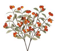 Hollyone 2PCS Artificial Fall Stems Fake Orange Red Hawthorn Berry Spray, 23" Fall Branches Faux Greenery Autumn Décor for Vase Farmhouse Kitchen Table Centerpiece Fall Decoration