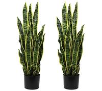 Hollyone 2PCS Large Artificial Snake Plants, 38'' Fake Sansevieria Decorative Faux Plants Indoors&Outdoors, Home Decor, Living Room, Balcony, Bathroom, Garden, Front Door, Office Decorations