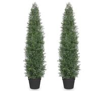 Hollyone 2PCS UV Resistant Artificial Cypress Trees, 4FT Fake Topiary Trees with Detachable Trunks, Decorative Faux Topiaries for Indoor&Outdoor Home Decor Garden Balcony Patio Entryway (120CM)