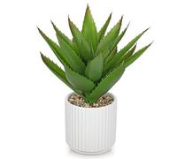 Hollyone 30CM Artificial Maguey Succulent Plant, 11.8" Fake Agave in Ceramic Pot, Decorative Faux Potted Plant for Home Decor, Shelf, Table, Desk, Living Room, Kitchen, Bathroom, Office Decorations