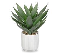 Hollyone 30CM Artificial Maguey Succulent Plant, 11.8" Fake Agave in Ceramic Pot, Decorative Faux Potted Plant for Home Decor, Shelf, Table, Desk, Living Room, Kitchen, Bathroom, Office Decorations