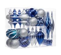 Hollyone 32 Pcs Christmas Bauble Set for Tree Decorations, Red & Green Xmas Balls, 8cm / 16cm / 23cm Assorted Sizes Christmas Balls, Shatterproof Hanging Ornaments for Party, Holiday, New Year Decor