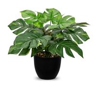 Hollyone 37CM Artificial Monstera Plant Indoor, Decorative Tropical Fake Plants - Aesthetic Room Décor Plants for Bedroom Office Home Desk Decorations