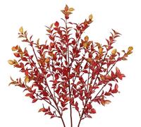 Hollyone 3PCS Artificial Leaves Stems, 26.7’’ Red Faux Plant Branches, Decorative Fake Sprays for Home Decor, Living Room, Kitchen, Fall Decor, Floral Arrangements, Autumn Decorations