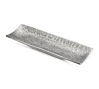 Hollyone 40x13CM Silver Ceramic Tray for Home Decor, Bathroom Vanity Tray, Decorative Candle Plate for Table, Countertop Sink Storage Organizer for Jewelry, Perfume, Cosmetic