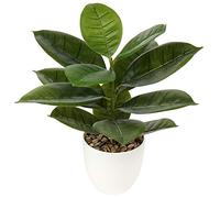 Hollyone 45CM Artificial Plants Rubber Plant Ficus Elastica Faux Plants Indoor Decorative Tropical Fake Plants Aesthetic Room Décor Plants for Bedroom Office Home Desk Decoration