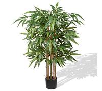 Hollyone 4ft Artificial Bamboo Plants Tall Artificial Plants, Decorative Fake Trees With Real Wood Trunks and Lifelike Leaves, for Home Living Room Office Indoor