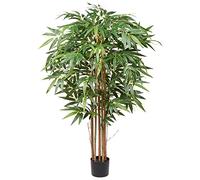 Hollyone 5ft Artificial Bamboo Plants Tall Artificial Plants, Decorative Fake Trees With Real Wood Trunks and Lifelike Leaves, for Home Living Room Office Indoor