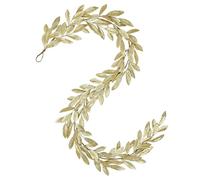 Hollyone 6FT Glittery Christmas Garlands with Hanging Rings, 180CM Artificial Bay Leaves Garland with Sequins for Xmas Tree, Gold Fake Leaves for Fireplace, Front Door, Stairs, Table