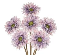 Hollyone 6PCS Artificial African Daisies with Long Stem, Realistic Purple Fake Flowers Decorative Chrysanthemum, Faux Flowers for Living Room Decorations, Kitchen, Bathroom, Floral Arrangements