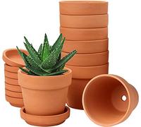 Hollyone 8 pcs 3.1"x3.0" Mini Terracotta Pots with Drainage Hole and Saucers, Clay Plant Pots Pottery Flower Pots Indoor Outdoor, Small Succulent Planters Set for House Home Garden Decor