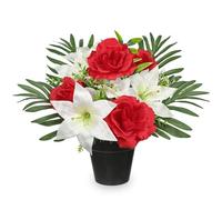 Hollyone Artificial Flower in Pot for Grave 8