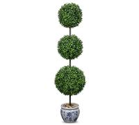 Hollyone Artificial Topiary Balls in Ceramic Pot, 3FT Fake Topiary Tree with Blue & White Porcelain, Artificial Topiaries for Indoor & Outdoor Decorations, Garden, Balcony, Front Door (90CM)
