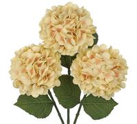 Hollyone Pack of 3 Hydrangea Artificial Flowers, Cream White Fake Hydrangea Stems with Large 7'' Blooms, Long Stem Silk Flowers for Floral Arrangement, Vase, Home Decor, Wedding Decorations