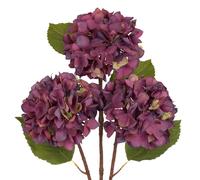 Hollyone Pack of 3 Hydrangea Artificial Flowers, Purple Fake Hydrangea Stems with Large 6'' Blooms, Long Stem Silk Flowers for Floral Arrangement, Tall Vase, Home Decor, Autumn Decoration