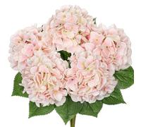 Hollyone Pale Pink Hydrangeas Bunch Artificial Flowers, Large Fake Hydrangeas Bouquet Faux Silk Flowers for Home Decor, Flower Arrangement, Wedding, Flower Bouquets, Living Room Decorations