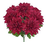 Hollyone Red Dahlia Bunch, 4.7'' Large Artificial Flowers 7PCS Dahlia Flower Heads, Silk Flowers Fake Bouquet for Floral Arrangements, Home Decor, Wedding, Party, DIY, Living Room Decorations
