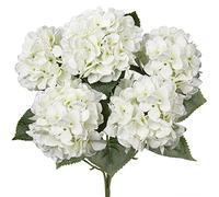 Hollyone White Hydrangeas Bunch Artificial Flowers, Large Fake Hydrangeas Bouquet Faux Silk Flowers for Home Decor, Flower Arrangement, Wedding, Flower Bouquets, Living Room, Centerpiece Decorations