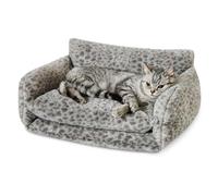Hollypet Cat Bed Fluffy Plush Mutifuctional Double-Layer Soft Pet Couch Orthopedic Sofa Nest Beds for Small Cats and Dogs, Snow Leopard (21x15x8 inch)