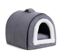 Hollypet Cat Bed Small Dog Bed, 2-in-1 Foldable Plush Pet Beds for Cats and Small Dogs, Cozy & Soft Pet Cave Beds Indoor Outdoor, Dark Grey-Blue