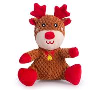 Hollypet Christmas Squeaky Plush Stuffed Durable Dog Toys, Cute Puppy Chew Toys for Small, Medium and Large Breed Dogs, Sitting Elk