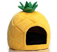 Hollypet Cozy Pet Bed, Warm Cave Nest Sleeping Bed Pineapple Shape Puppy House for Cats and Small Dogs, Yellow