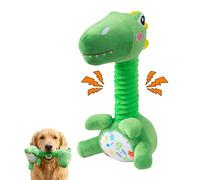 Hollypet Plush Dog Squeaky Toys Interactive Shaking and Sound-Making Toy with for Small Medium Large All Breed Sizes Dogs, Puppy Teeth Clean Chew Toys, Dinosaur