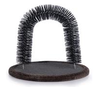 Hollypet Self Grooming Massager and Scratcher Toy - Cat Arch Brush for Back Grooming, Hair Cleaner Pads, Dark Brown