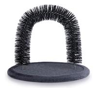 Hollypet Self Grooming Massager and Scratcher Toy - Cat Arch Brush for Back Grooming, Hair Cleaner Pads, Dark Gray