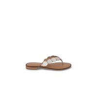 Hollytong Flat Leather Flip Flops Gold-Coloured