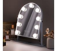 Hollywood Arched Vanity Makeup Mirror with 9 LED Lights Metal Rotating Tabletop White FENCHILIN White One Size