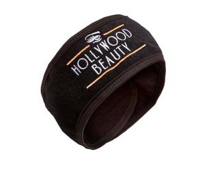 Hollywood Browzer Beauty Spa Headband - Ladies - Comfy & Soft - Adjustable Head Hair Band to Keep Hair Off the Face when Dermaplaning, Cleansing, Mask, Applying Makeup - Womens - Black