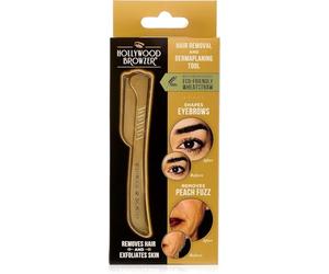 Hollywood Browzer Eco-Friendly Dermaplaning Razor - Eyebrow Shaping & Peach Fuzz Removal - Exfoliating Face Razor for Women - Facial Hair Remover & Dermaplaner Tool - Gold