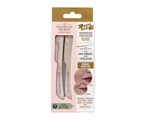 Hollywood Browzer Microplaner Razor - Enhanced Precision - Microfine Precision Dermaplaning Tool - Eyebrow Shaping - Remove Unwanted Hair - Made of Eco-Friendly Wheatstraw - Pearl White Duo Pack