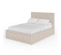 Hollywood Double Ottoman Bed Metal & Wood Natural 5 x 7ft