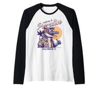 Hollywood Florida Paradise Alligator Retro Style Design Raglan Baseball Tee